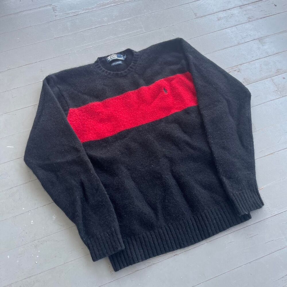 Vintage Polo Ralph Lauren Two Tone Lambswool Old Money Y2K Sweater
